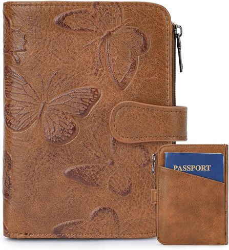 BELTANA Small Wallet Women RFID Blocking Bifold Vegan Leather Slim Womens Wallet with Passport Holder and Zipper Coin Pocket,Ladies Wallets for Women Butterfly Design (Pulple) in Saudi Arabia