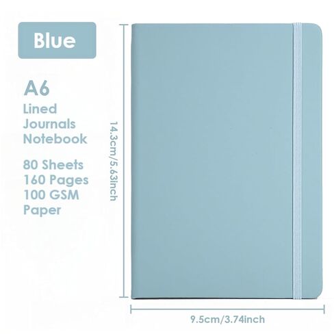 A6 Lined Hardcover Journal Notebook - 160Pages 100GSM Thick Paper, 3.7x5.6 Inch Dotted&Ruled Writing Notebook for Office, School, Travel & Gift - BLUE in Saudi Arabia