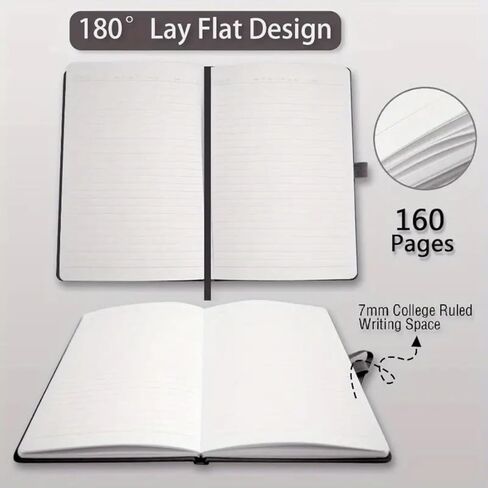 A6 Lined Hardcover Journal Notebook - 160Pages 100GSM Thick Paper, 3.7x5.6 Inch Dotted&Ruled Writing Notebook for Office, School, Travel & Gift - BLUE in Saudi Arabia