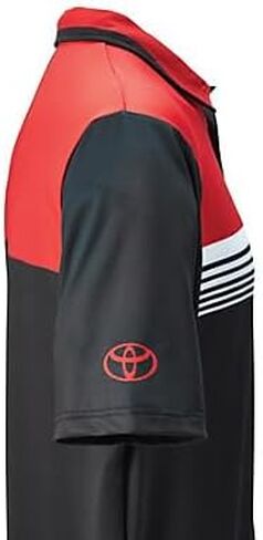 قميص بولو Toyota Performance، تصميم مخطط أسود/أحمر/أبيض، نسيج EVR-DRI ماص للرطوبة، مقاس متوسط، (TO153992) in Saudi Arabia