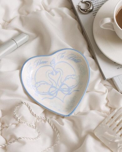xo, Fetti To Have & To Hold Ring Tray – Ceramic Dish | Something Blue, Bridal Gift, Wedding, Engagement, Keepsake, Swan Motif, Bride, Heart Shaped in Saudi Arabia