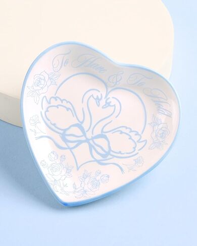 xo, Fetti To Have & To Hold Ring Tray – Ceramic Dish | Something Blue, Bridal Gift, Wedding, Engagement, Keepsake, Swan Motif, Bride, Heart Shaped in Saudi Arabia