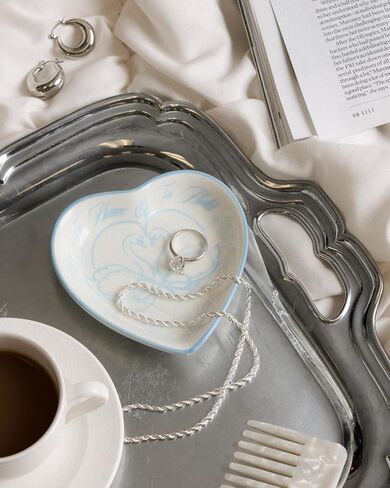 xo, Fetti To Have & To Hold Ring Tray – Ceramic Dish | Something Blue, Bridal Gift, Wedding, Engagement, Keepsake, Swan Motif, Bride, Heart Shaped in Saudi Arabia
