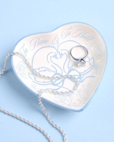 xo, Fetti To Have & To Hold Ring Tray – Ceramic Dish | Something Blue, Bridal Gift, Wedding, Engagement, Keepsake, Swan Motif, Bride, Heart Shaped in Saudi Arabia