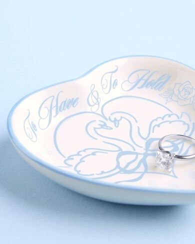 xo, Fetti To Have & To Hold Ring Tray – Ceramic Dish | Something Blue, Bridal Gift, Wedding, Engagement, Keepsake, Swan Motif, Bride, Heart Shaped in Saudi Arabia
