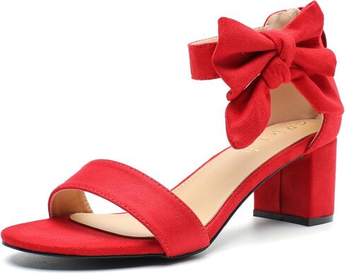 Women's Bow Heels, Open Toe Ankle Strap Low Block Dress Sandals | 2 Inch Low Chunky Block Heel, Back Zipper, Ankle Strap Dress Shoes for Wedding Guest, Bridesmaid, Party, Prom in Saudi Arabia