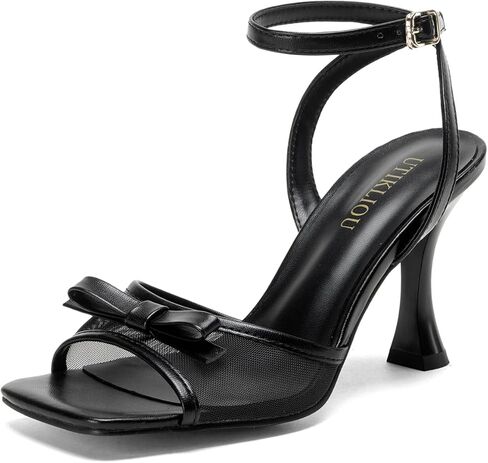 صنادل UTIKLIOU بكعب قطة للنساء بأربطة وكعب شبكي وكعب مربع عند الأصابع in Kuwait