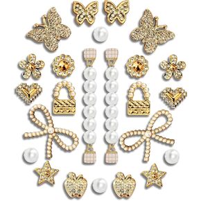 Bling Shoes Charms - Luxury Sweet Aesthetic (Butterfly, Pearl & Heart Elements) for Fashion Footwear Decoration in Saudi Arabia
