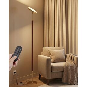مصباح أرضي من الخشب JOOFO Torchiere، مصباح LED فائق السطوع وقابل للتعتيم مع درجة حرارة لون قابلة للتعديل عن بعد 3000K-6500K مع مؤقت لغرفة المعيشة وغرفة النوم والمكتب والقراءة in Kuwait