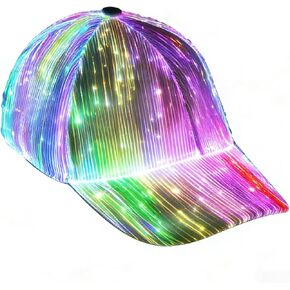 LED Light Up Baseball Cap, USB Rechargeable Fiber Optic Hat with 7 Glowing Colors for Party in Saudi Arabia