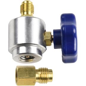 Self Sealing R134A Can Tap Valve Dispenser with Heavy Duty Brass and Anodized Aluminum Body for Charging Hose Adapter with 1/2-16 ACME and 1/4 SAE Connectors HVAC in Kuwait