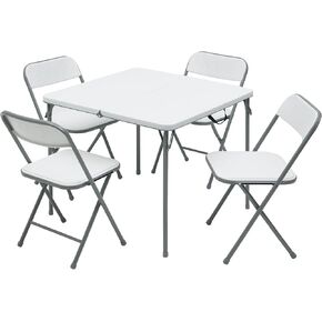 IT'S BRAZILIAN Mainstays 5 Piece Resin Card Folding Table and Four Folding Chairs Set, White in Kuwait