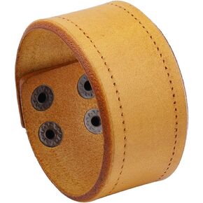 Genuine Leather Cuff Bracelet for Men Women Wide Cowhide Adjustable Wrap Wristband Retro Brown Leather Handmade Blank Cuff Bangle Arm Armor with Snap for Halloween Costume Party in Kuwait
