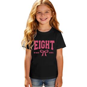 Birthday Girl Shirts 5th 6th 7th 8th Girls Birthday Outfit Kid Bow B-Day T-Shirt Gift Party Tee Short Sleeve Tops in Kuwait