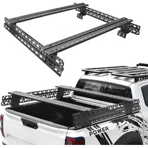 رف سرير الشاحنة العالمي، رف شحن منخفض المستوى مع ألواح تثبيت جانبية ومتقاطعة، تصميم متعدد الوظائف قابل للتعديل متوافق مع F-150، سيلفرادو، رام، تاكوما، تندرا، سييرا، جي تي، كانيون in Kuwait