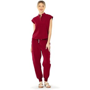 مجموعة سكرابز للنساء، توب سكراب طبي للنساء بياقة واقفة وسروال سكرب للركض مع 8 جيوب in Kuwait