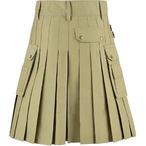 Men’s Khaki Utility Kilt – Polyester Cotton Work Kilt with Cargo Pockets, Heavy Duty Tactical Style in Saudi Arabia