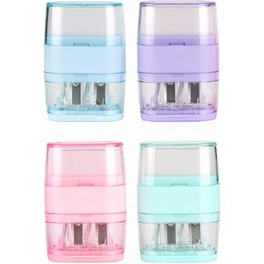 4 Pack Double Holes Pencil Sharpener with Eraser，Manual Pencil Sharpeners with Lid & Eraser for Kids School Office Home in Saudi Arabia