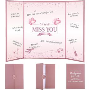 WSICSE Farewell Guest Book, Pink We Will Miss You Farewell Signature Cards for Friends, Happy Retirement Graduation Party Decorations Going Away Gifts for Men Women(16.7" × 11.8") in Kuwait