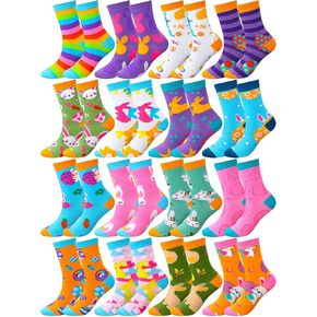 Geyoga 16 Pairs Easter Socks Bulk for Women Rabbit Print Crew Socks Macaron Color Socks Funny Unisex Novelty Socks Easter Socks for Women Easter Gift in Saudi Arabia