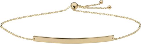 Kooljewelry 14k Yellow Gold Curved Bar Plate Bolo Bracelet (9 inch) in Saudi Arabia