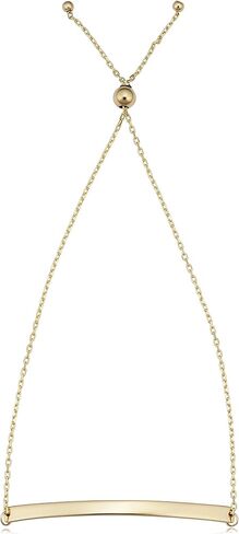 Kooljewelry 14k Yellow Gold Curved Bar Plate Bolo Bracelet (9 inch) in Saudi Arabia