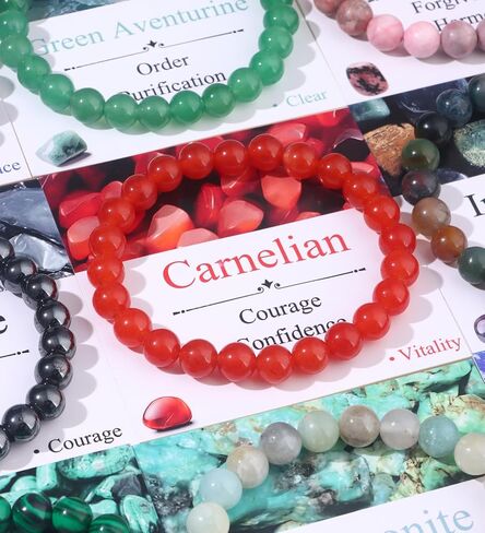 SAMOCO 16Pcs Natural Healing Crystal Bracelets for Women Men Semi-Precious Gemstone Beaded Bracelets Round Beads Gemstones Stretch Yoga Bracelet in Saudi Arabia