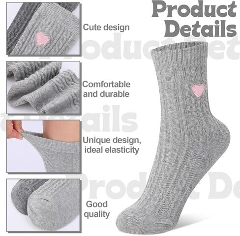 Jspupifip 4 Pairs 4 Pairs Cute Cotton Crew Socks for Women Girls Funny Heart Socks for Everyday Casual Wear in Saudi Arabia