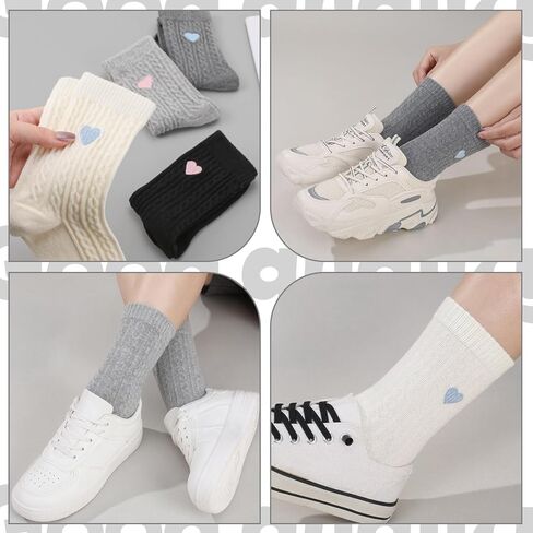 Jspupifip 4 Pairs 4 Pairs Cute Cotton Crew Socks for Women Girls Funny Heart Socks for Everyday Casual Wear in Saudi Arabia