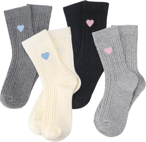 Jspupifip 4 Pairs 4 Pairs Cute Cotton Crew Socks for Women Girls Funny Heart Socks for Everyday Casual Wear in Saudi Arabia