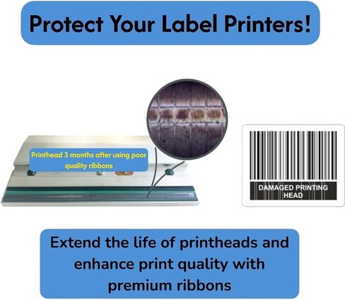 شريط نقل حراري راتنج كامل - 2.36 بوصة × 984 قدم أسود، مقاوم للبهتان لطباعة النصوص والباركود والرسومات، تصميم لجميع طابعات ملصقات TT مقاومة للتلطخ والخدش in Kuwait