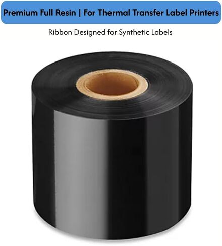 شريط نقل حراري راتنج كامل - 2.36 بوصة × 984 قدم أسود، مقاوم للبهتان لطباعة النصوص والباركود والرسومات، تصميم لجميع طابعات ملصقات TT مقاومة للتلطخ والخدش in Kuwait