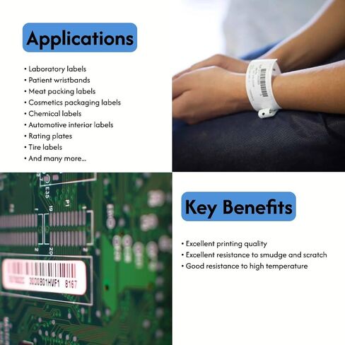 شريط نقل حراري راتنج كامل - 2.36 بوصة × 984 قدم أسود، مقاوم للبهتان لطباعة النصوص والباركود والرسومات، تصميم لجميع طابعات ملصقات TT مقاومة للتلطخ والخدش in Kuwait