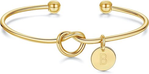 Turandoss Initial Bracelets for Women - Dainty Knot Letter A-Z Initial Bracelet for Women, Personalized Cuff Bangle Bracelet for Women, Jewelry for Women in Kuwait
