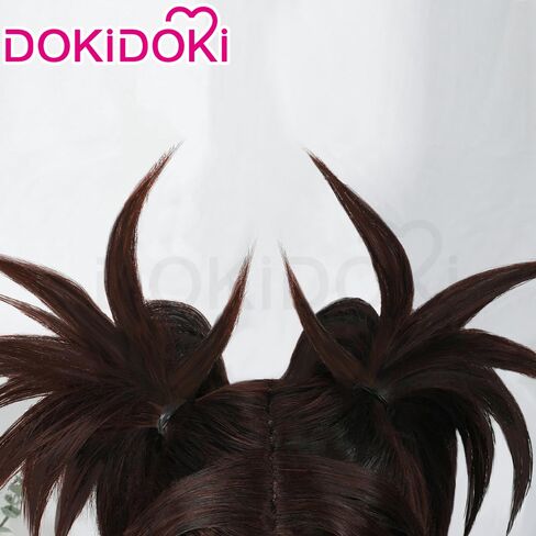 KIRA KIRA Anime Spiky Buns Wig with Tattoos 35cm Coffee 2 Ponytails Wigs for Halloween in Saudi Arabia