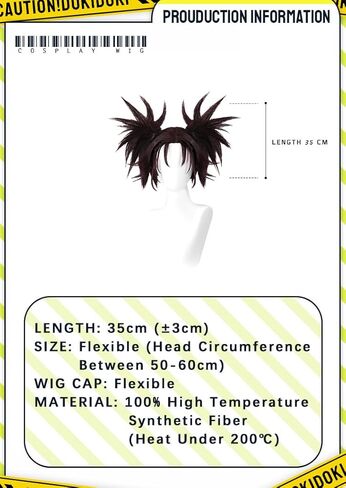 KIRA KIRA Anime Spiky Buns Wig with Tattoos 35cm Coffee 2 Ponytails Wigs for Halloween in Saudi Arabia