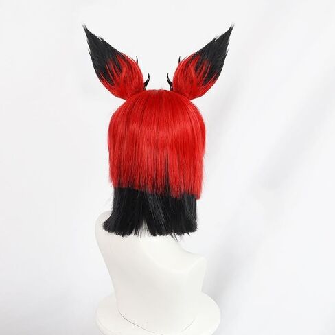 Game Hazbin Hotel Alastor Cosplay Wigs With Removable Corner Clip Halloween Christmas Costume Party+Wig Cap in Saudi Arabia
