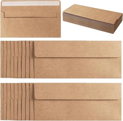 50 حزمة #10 مظاريف عمل ذاتية الغلق، 9.5 × 4.13 بوصة، مظاريف طويلة لبريد الرسائل والأعمال والفواتير وبطاقات التهنئة وتخزين الأموال، 4 1/8 × 9 1/2 بوصة (أزرق فاتح) in Kuwait