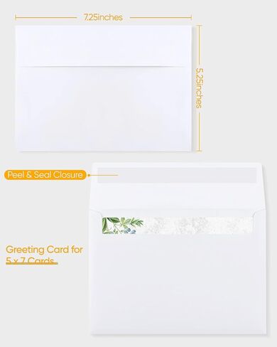50 Packs 5x7 Envelopes,White Envelopes for Invitations,Great for Graduation, Printable, Postcard,Self Seal for Weddings in Saudi Arabia