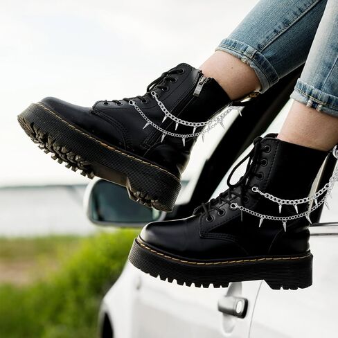 4 Pcs Punk Boot Chains Goth, Goth Shoe Chains for Women, Boot Spikes Charms Spike Chain, DIY Decor for Cowboy Boots, Sneakers Punk Boots, Silver in Saudi Arabia