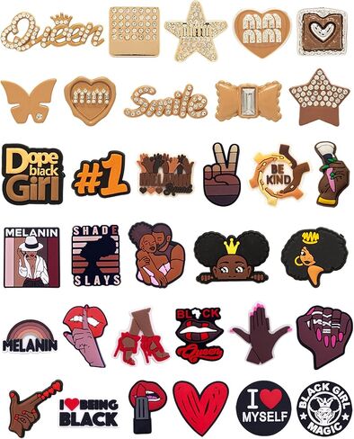 Black Girl Shoe Charms for for Croc Cute Shoe Decoration Accessories for Women Teens Girls Adult Bling Designer Shoe Charms Pack in Kuwait