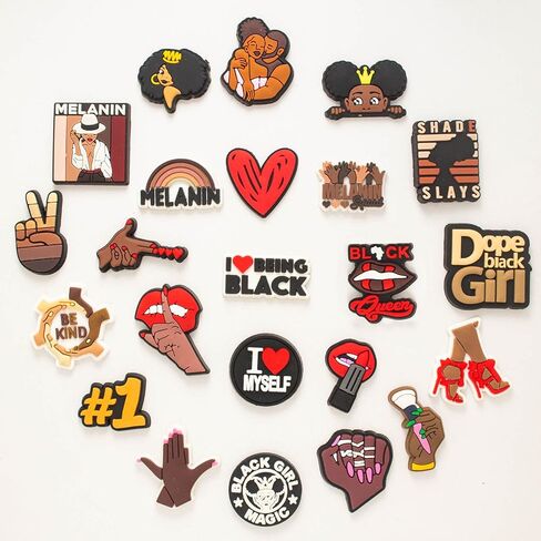 Black Girl Shoe Charms for for Croc Cute Shoe Decoration Accessories for Women Teens Girls Adult Bling Designer Shoe Charms Pack in Kuwait