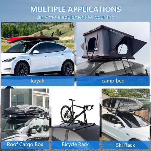 رف سقف قابل للقفل بدون ضوضاء يناسب طراز Tesla Y 2020 2021 2022 2023 2024 حامل سقفي العارضة شريط البضائع رف الأمتعة رف الكاياك رف الدراجة حامل الأمتعة على السطح in Kuwait