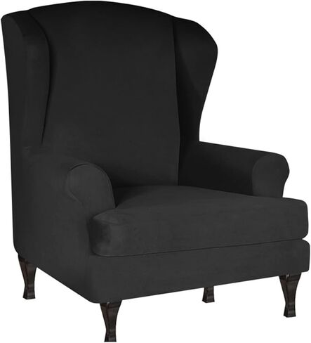 Milk Silk Wingback Chair Cover 2 Piece Furniture Protector Universal High Stretch Wing Chair Cover Washable Wingback Chair Cover for Living Room -Purple in Saudi Arabia