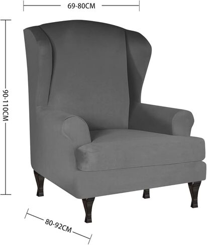 Milk Silk Wingback Chair Cover 2 Piece Furniture Protector Universal High Stretch Wing Chair Cover Washable Wingback Chair Cover for Living Room -Purple in Saudi Arabia
