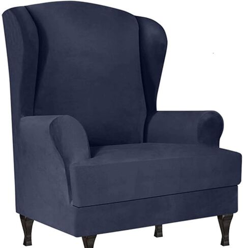 Milk Silk Wingback Chair Cover 2 Piece Furniture Protector Universal High Stretch Wing Chair Cover Washable Wingback Chair Cover for Living Room -Purple in Saudi Arabia