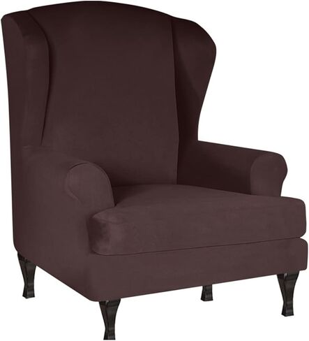 Milk Silk Wingback Chair Cover 2 Piece Furniture Protector Universal High Stretch Wing Chair Cover Washable Wingback Chair Cover for Living Room -Purple in Saudi Arabia
