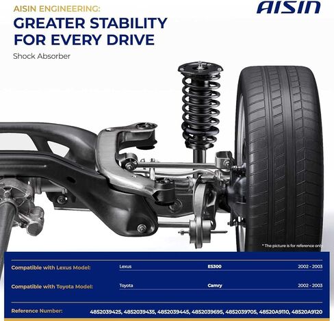 AISIN SAKT-01207 ممتص الصدمات بدعامات أمامية مع مجموعة زنبركية ملفوفة - متوافق مع تويوتا كامري ولكزس ES300 2002-2003 - مجموعة من 2 in Kuwait
