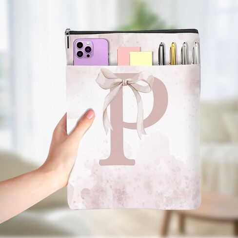 Cute Pink Bow Initial P Personalized Gifts Book Sleeve Book Covers for Paperbacks Waterproof Books Protector Bookish Gifts Reading Accessories for Mom Women Bestie Teacher Reader Farewell Birthday in Saudi Arabia