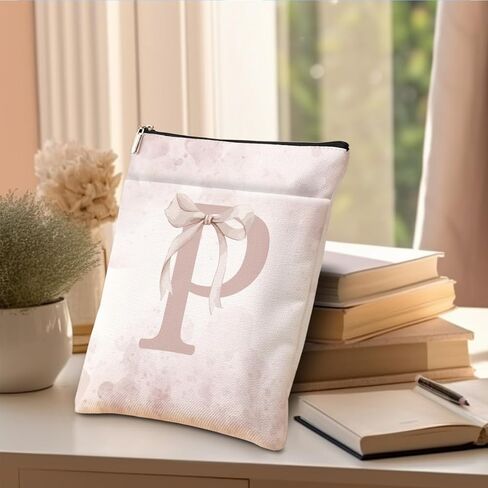Cute Pink Bow Initial P Personalized Gifts Book Sleeve Book Covers for Paperbacks Waterproof Books Protector Bookish Gifts Reading Accessories for Mom Women Bestie Teacher Reader Farewell Birthday in Saudi Arabia
